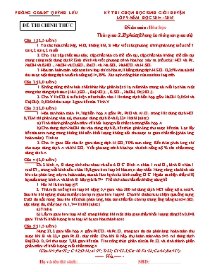 Đề thi chọn học sinh giỏi huyện môn Hóa học Lớp 9 - Năm học 2014-2015 - Phòng giáo dục và đào tạo Quỳnh Lưu